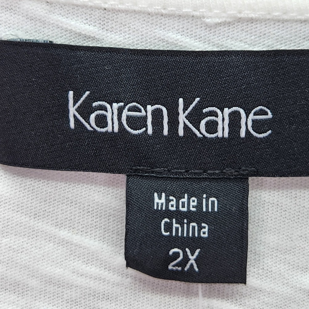 Karen Kane In The Spirit Womens 2X White Embroidered Flutter Sleeve V Neck‎ Top - Picture 5 of 11